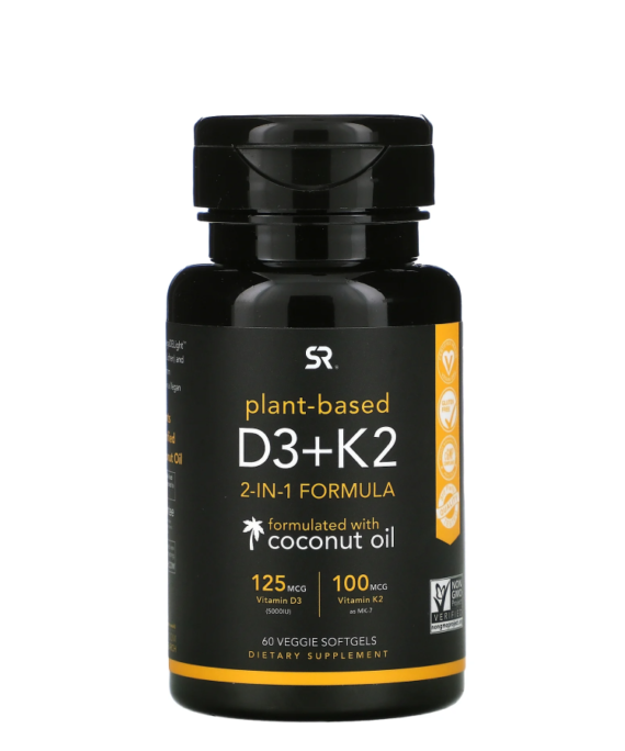 Sports Research, Vitamin D3 + K2, Plant Based